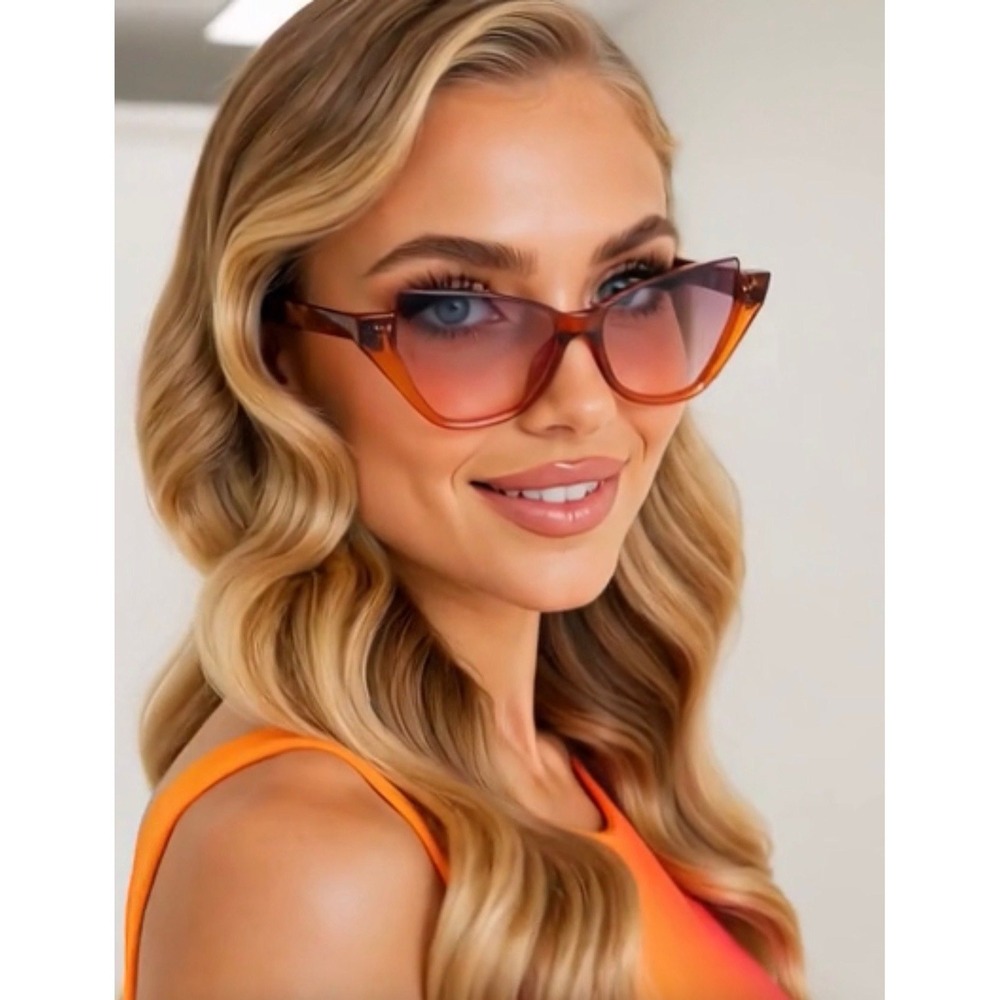 Women Cat Eye Sunglasses Tortoiseshell Orange Purple Gradient Lens Luxury Lentes